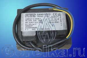 Трансформатор розжига FIDA COMPACT 8/20 CM P (кабель) предназначен для поджига горючей смеси высоковольтной электрической дугой создаваемой между электродами поджига. Трансформатор поджига FIDA COMPACT 8/20 CM P (кабель) имеет следующие характеристики: Напряжение питания 230 В / 50 Гц, 0,9A Напряжение поджига 2 х 4 kV. Ток поджига 20 мА. PEAK 11.5 KV, ED 20% при 3 мин. Кабель питания 400мм. Штекерный разъем кабеля поджига диаметром 4 мм.