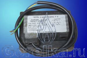 Трансформатор розжига FIDA COMPACT 8/20 PM P (кабель) предназначен для поджига горючей смеси высоковольтной электрической дугой создаваемой между электродами поджига. Трансформатор поджига FIDA COMPACT 8/20 PM P (кабель) имеет следующие характеристики: Напряжение питания 230 В / 50 Гц, 0,9A Напряжение поджига 8 kV. Ток поджига 20 мА. PEAK 11.5 KV, ED 20% при 3 мин. Кабель питания 520мм. Штекерный разъем кабеля поджига диаметром 4 мм.