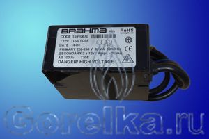 Трансформатор розжига BRAHMA TD2LTCSF предназначен для поджига горючей смеси высоковольтной электрической дугой создаваемой между электродами поджига. Трансформатор поджига BRAHMA TD2LTCSF имеет следующие характеристики: Напряжение питания 220 - 240 В 50/60 Гц. Напряжение поджига 2 х 12 кВ. Сила тока 30 V А. Ток поджига 20 мА.
ED 100% при 2 мин. Кабель питания. Штекерный разъем кабеля поджига диаметром 4 мм.