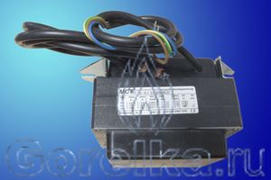 Трансформатор розжига MCT Z 20 140 E 12-W-2005.0450.031 предназначен для поджига горючей смеси высоковольтной электрической дугой создаваемой между электродами поджига. Трансформатор поджига MCT Z 20 140 E 12-W-2005.0450.031 имеет следующие характеристики: Напряжение питания 220-240 В 50/60 Гц. Напряжение поджига 2 х 6,7-7,3 kV. Мощность 1,34-1,80 А. Ток поджига 18-20 мА. ED 65 при 3 мин, или 100%. Кабель питания. Кабель поджига.