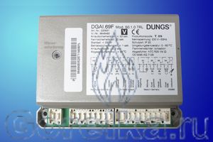 Блок управления DUNGS DGAI.69F Mod 50.1.0 TRL VIESSMANN. Используется для двухступенчатых газовых горелок:
Вcтроенные разъемы для подключения кабелей компонентов (газового клапана, электродвигателя, реле давления воздуха.
Предохранительное время TS = 30 с.