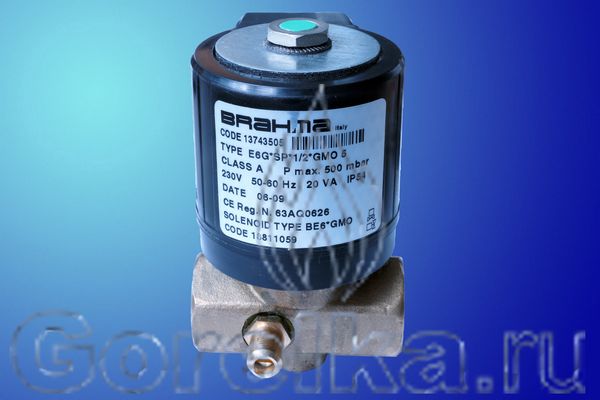   BRAHMA 13743505. : E6G*SP*1/2* GMO 5. Pmax 500 mbar.  230 V  50 Hz. 20 VA.