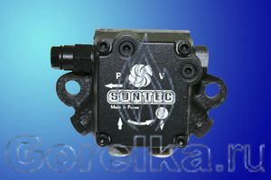 Насос SUNTEC AN 67 A 7238. Регулятор давления с функцией запирания, выход на форсунку справа (смотреть со стороны вала). Производительность: при давлении 10 атм 82 лит. Вращение: по часовой стрелке (смотреть со стороны вала). Метод крепления: фланец диаметром 54 мм. Присоединение топливных шлангов диаметром 1/4