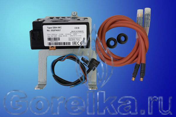 Трансформатор розжига Danfoss EBI4 MC 052F4057 Напряжение питания 230 В / 50 - 60 Гц. Напряжение поджига 2 х 7.5 кВ. Сила тока 0,25 А. Ток поджига 40 мА. ED 33% при 3 мин. Штекерный разъем питания. Штекерный разъем кабеля поджига диаметром 4 мм. <FONT color=#ff0000>Применяется как комплект замены трансформатора розжига Siemens ZM 20/10 65301223</FONT>